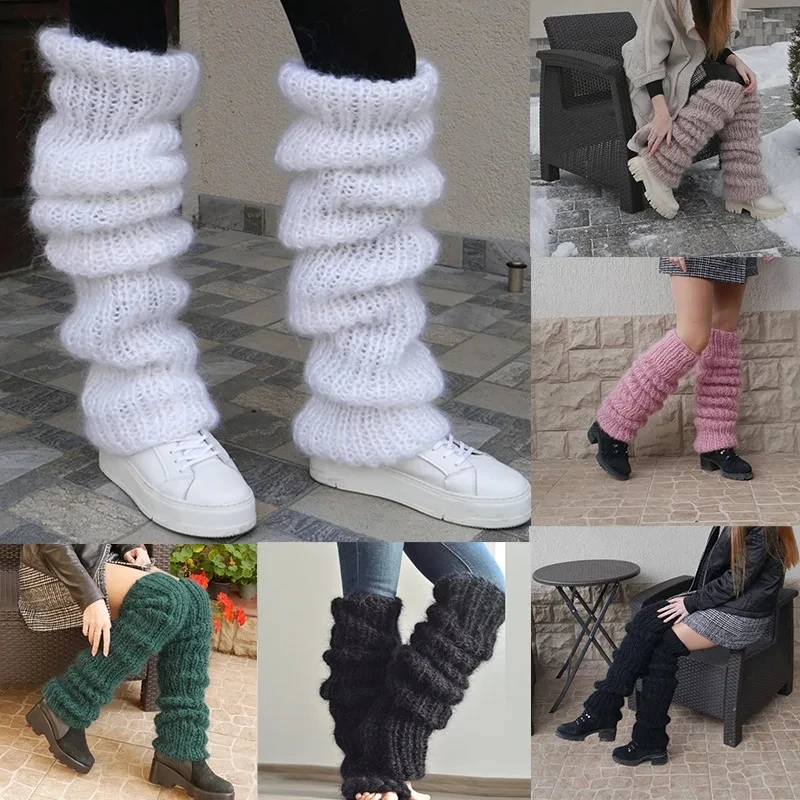Over Knee Y2K Leg Warmers Korean Lolita Girls' LONG Socks Pile Up Socks Foot Warming Cover Solid Color Thermal Furry Stockings