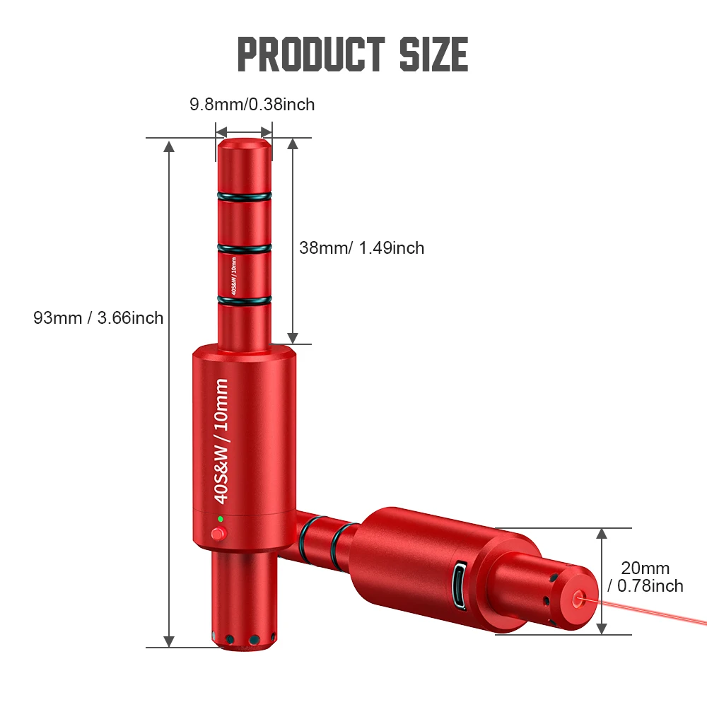 40SW/10MM Dual-Purpose Magnetic Suction Laser Training Bullet Red Dot Dry Powder Laser Training Ammunition for Gun Practice