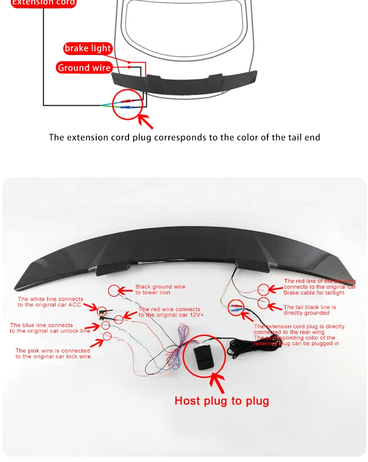 Rear Trunk Spoiler Wing Carbon Fiber Style Automatic Lifting Tail Decoration Universal For Sedan Car Modification Electric