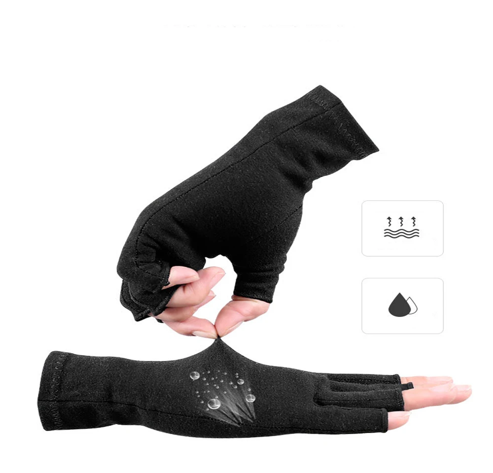 1 Pairs Compression Gloves Arthritis Gloves Winter Warm Open Finger for Men & Women Rheumatoid Osteoarthritis