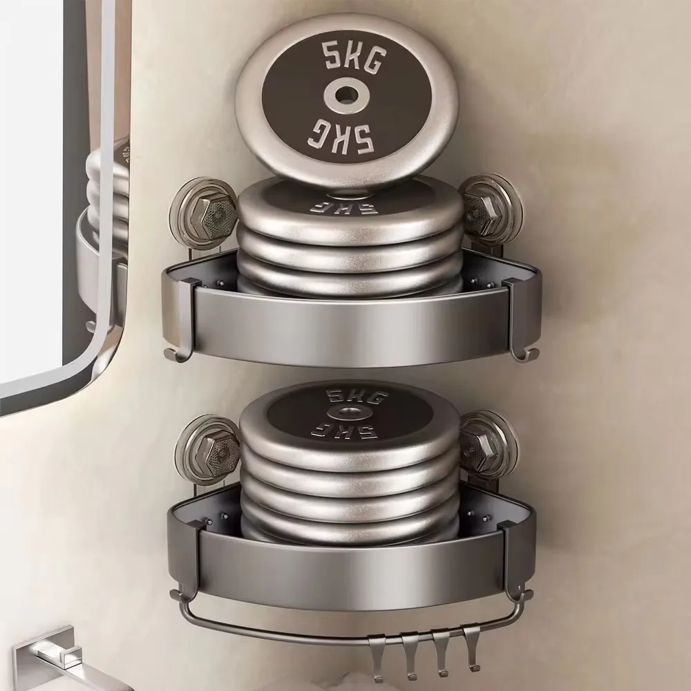 Suction Cup Bathroom Shelves Aluminum Shampoo Rack Without Drilling Corner Shower Shelf Wall Shelf Bathroom Accessories 5