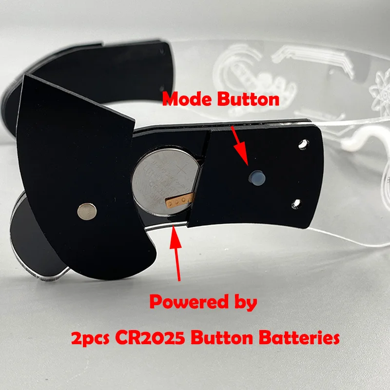 LED-Technologie-Brille, cooles Konzert, DJ-Zubehör, bunte leuchtende futuristische transparente Brille, bunte Roboter-Stern-LED-Brille – Detail 7
