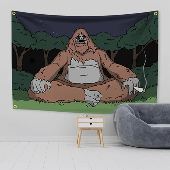 Tapisserie murale suspendue avec drapeau The Big Lez Show, bannière Sasquatch, décoration esthétique, arrière-plan de fête pour dortoir 1