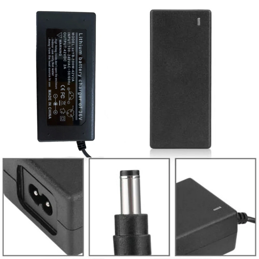 Universal 42V 2A Lithium Battery Charger for Balance Bikes & Electric Scooters - 5-Plug Adapter