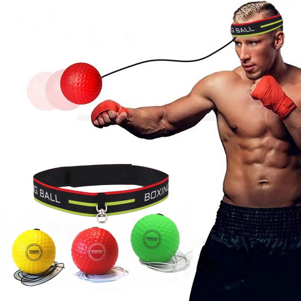 Head Mounted Boxing Ball Portable Boxing Ball Set with Adjustable Headband for Hand Eye Coordination Training Fitness Equipment