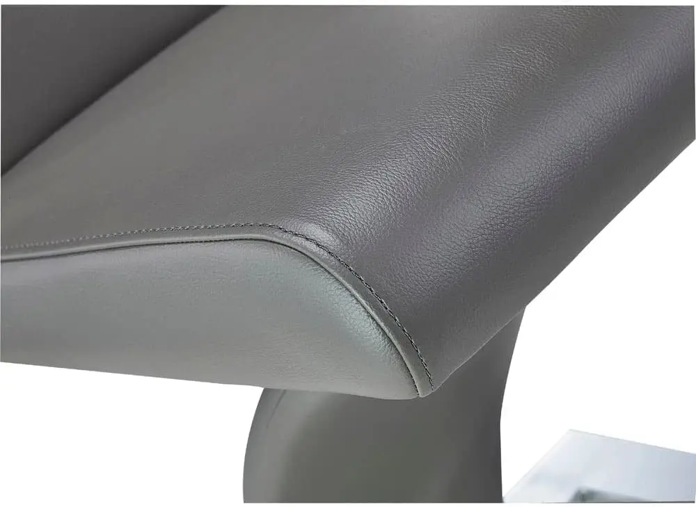 Furniture Modern Mesa Dining Chair in Dark Grey Microfiber Leather and Stainless Steel