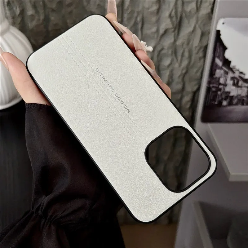 Simple Style High-Quality PU Leather Shockproof Back Phone Case