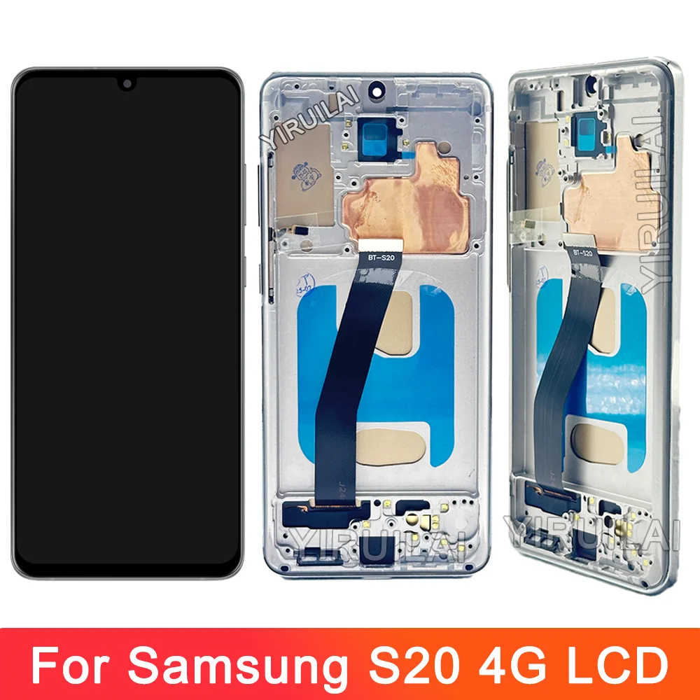 LCD Display Screen TFT Screen Touch Panel Digitizer Assembly Replacement with Frame for Samsung Galaxy S20 G981F G980 SM-G980F/DS