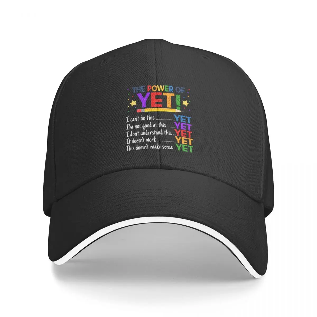 

The Power Of Yet Inspirational Funny Growth Mindset Teacher Kindness Power Baseball Cap New In The Hat Women's Beach Visor Men's