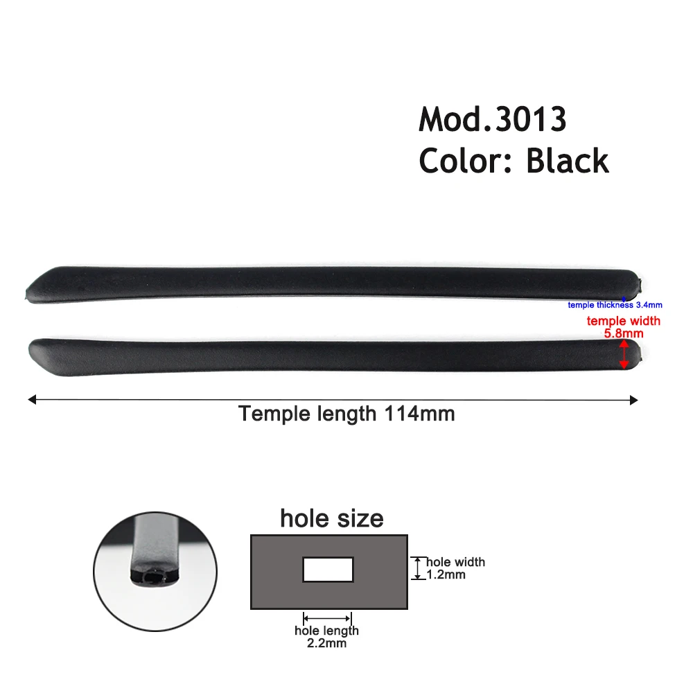 20 stücke (10 Paar) silikons ch warze Brille Anti-Rutsch-Brille Bügels pitzen Zubehör Rechteck Loch 114mm Länge mod3013 – Detail 1