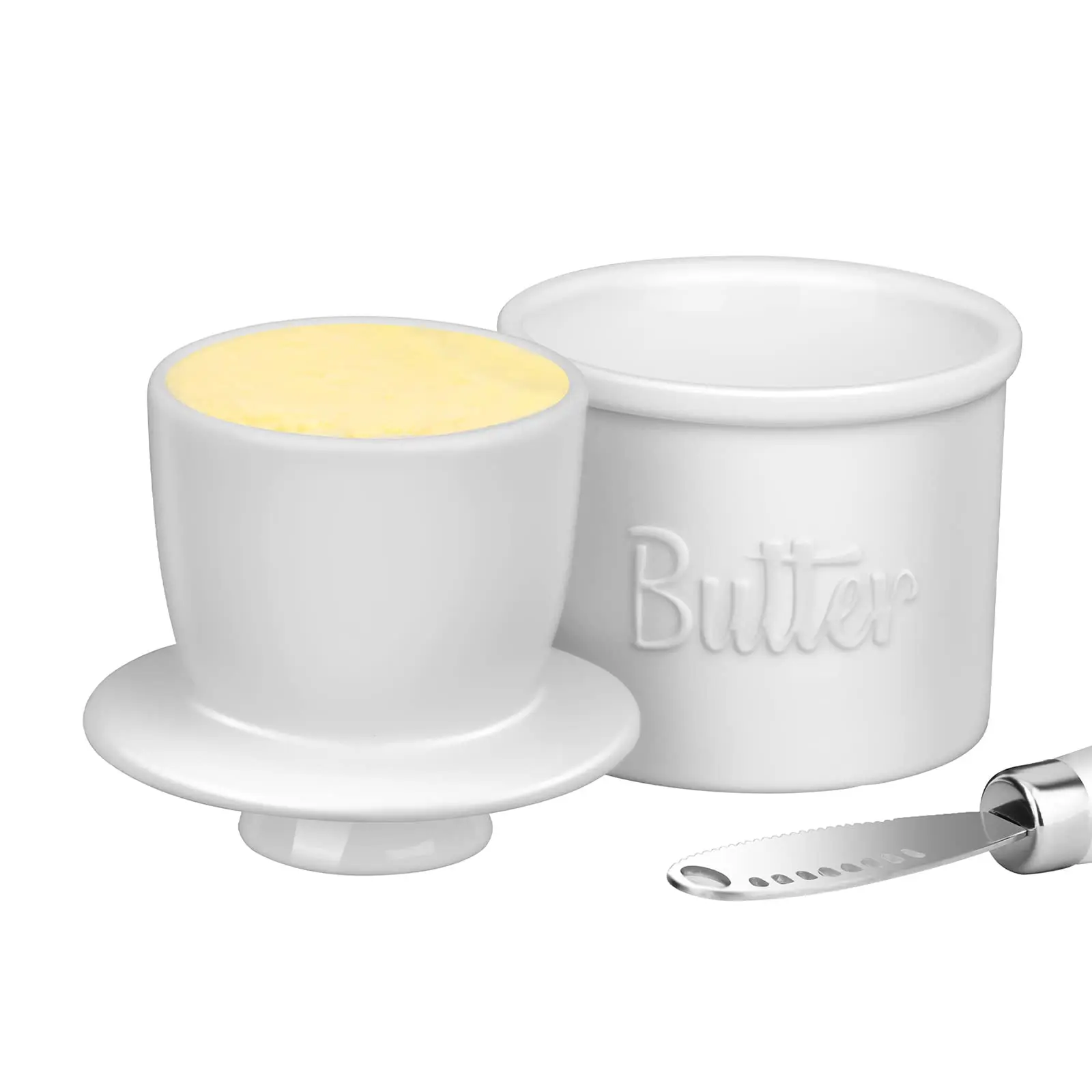 Butter Storage Box French Butter Crock Counter Butter Knife On Demand Spreadable Ceramic Bell Style Jar Dish Lid butter storage box