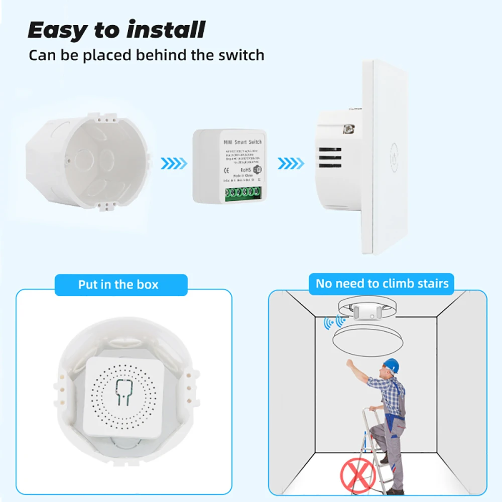 16A Tuya WiFi 스마트 스위치 양방향 제어 스위치 미니 스마트 차단기 스마트 라이프 제어 Alexa Google Home Alice와 함께 작동