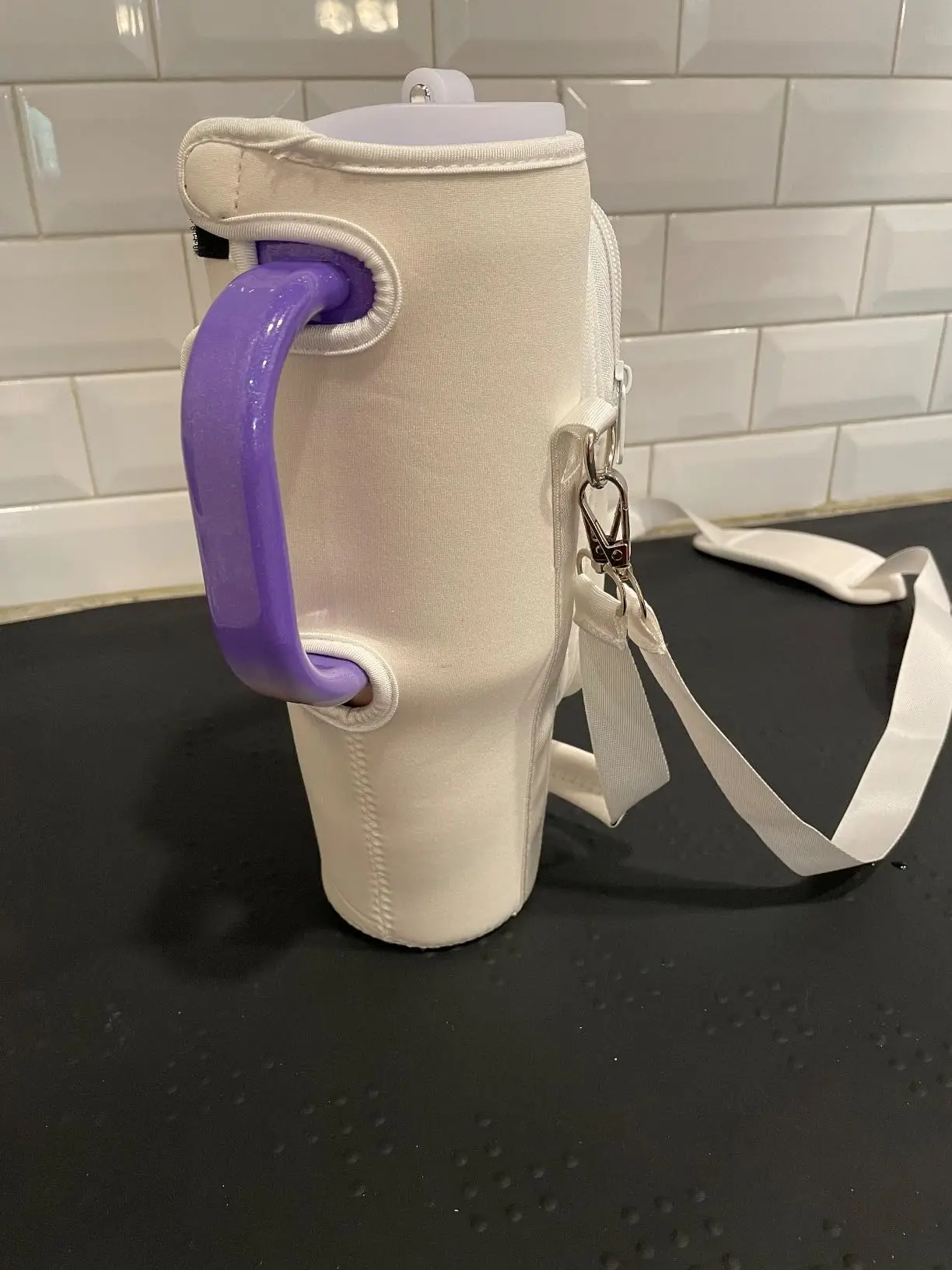 Neoprene Cross-Body Water Bottle Bag with Phone Holder and Adjustable Shoulder Strap