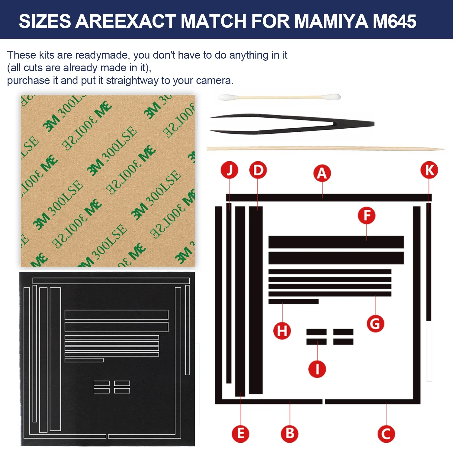 eTone Pre-cut Light Seal Foam Sponge Replacement Repair Kits for Mamiya M645/M645 J/M645 1000S Camera Accessories