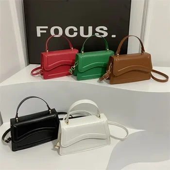 Borsa a mano in pelle PU di alta qualità Borsa da donna Borsa a tracolla a tracolla in tinta unita Lady Messenger Piccola tote per donne e ragazze