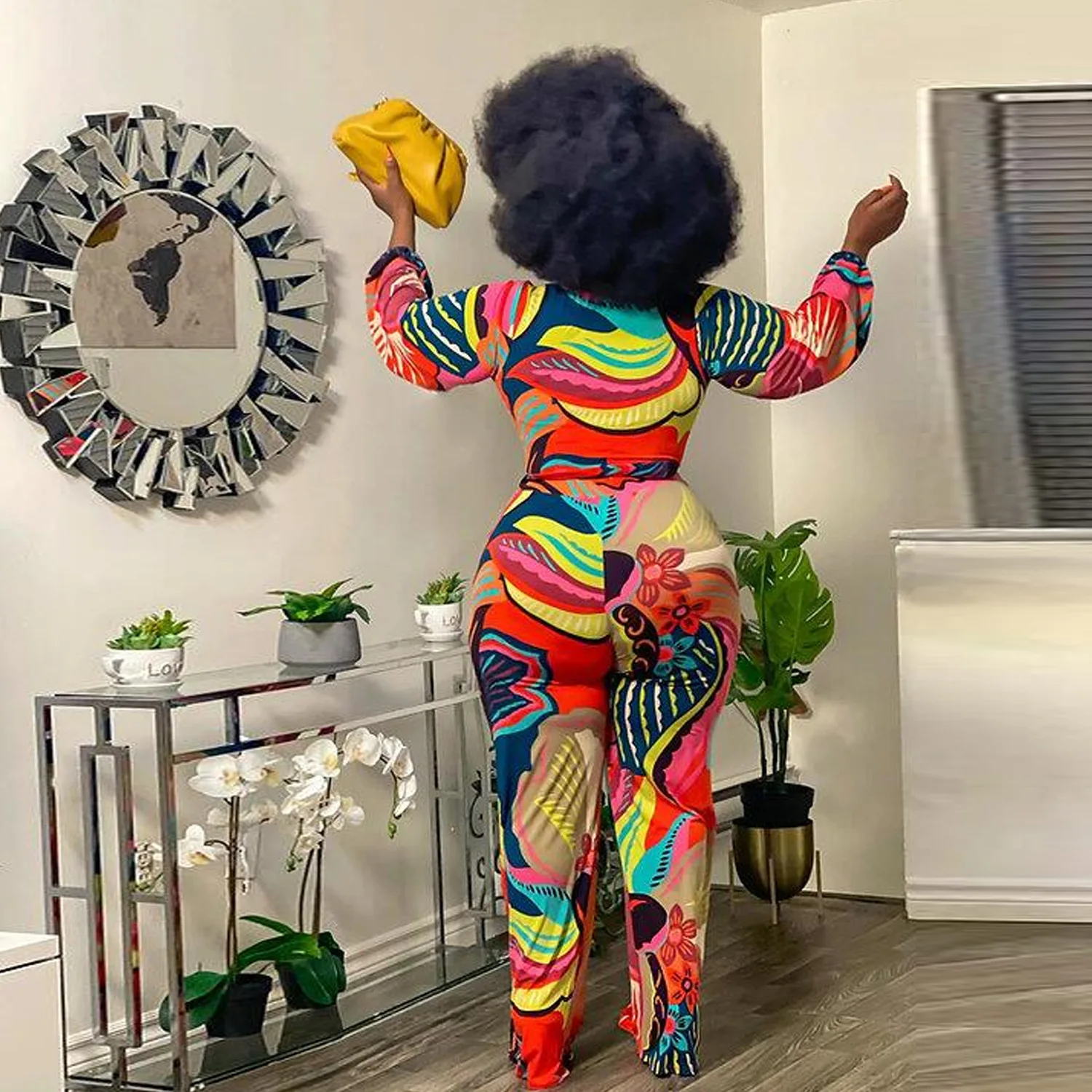 Plus Size Women Jumpsuit Club Print One Piece Outfit Sexy Fashion Long Sleeve Jumpsuits 2022 Autumn Casual Lady Loose Pants