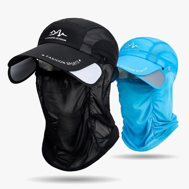 Fisherman Hat Outdoor Fishing Sunscreen Fishing Hats Long Tongue Men's Summer Breathable Windproof Mesh Awning Peaked Cap Lure Hat