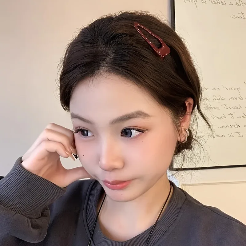 6Pcs 버건디 헤어 클립 BB 클립 미끄럼 방지 내구성 직사각형 헤어 클로 클립 우아하고 미니멀한 머리띠용 헤어 액세서리