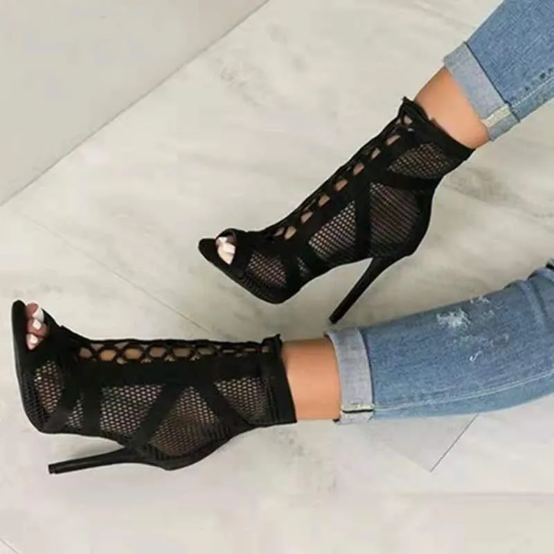 Xihaha Summer 2025 New Women's Black Style Social Dance Shoes Heel Saratin Dance Shoes Dance Boots 5