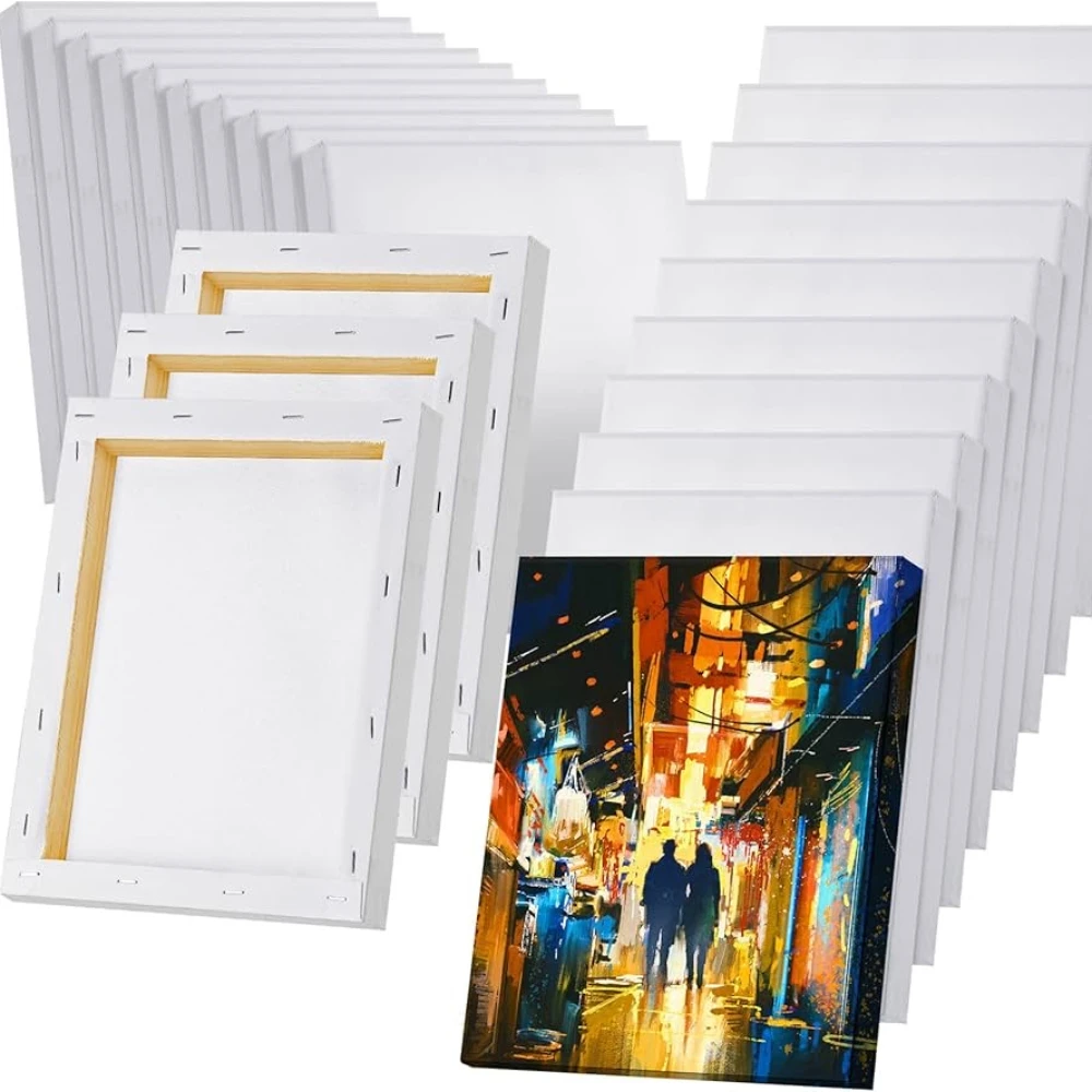 Set of 8, Cotton White Artist Canvas for Painting Acrylic Pouring Oil Paint Dry & Wet Art Media DIY Fun Oil Painting