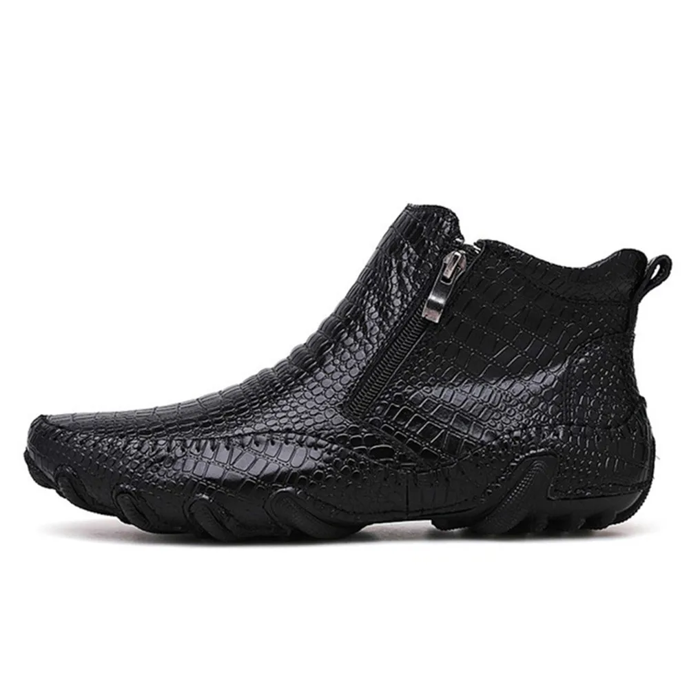 Men Leather Boots Winter Casual Rubber Zipper Ankle men leather boots,business mens boots