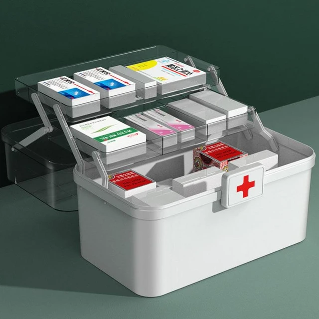 First Aid Kit Medicine Storage Box 3-Layer Dustproof Large Capacity Case  Organizer With Handle And Buckle For Home Office Travel - AliExpress