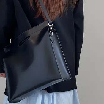 Elegante borsa porta documenti da ufficio in PU, tinta unita, grande capacità, borsa per computer, borsa a tracolla, borsa a spalla, borsa per documenti da donna