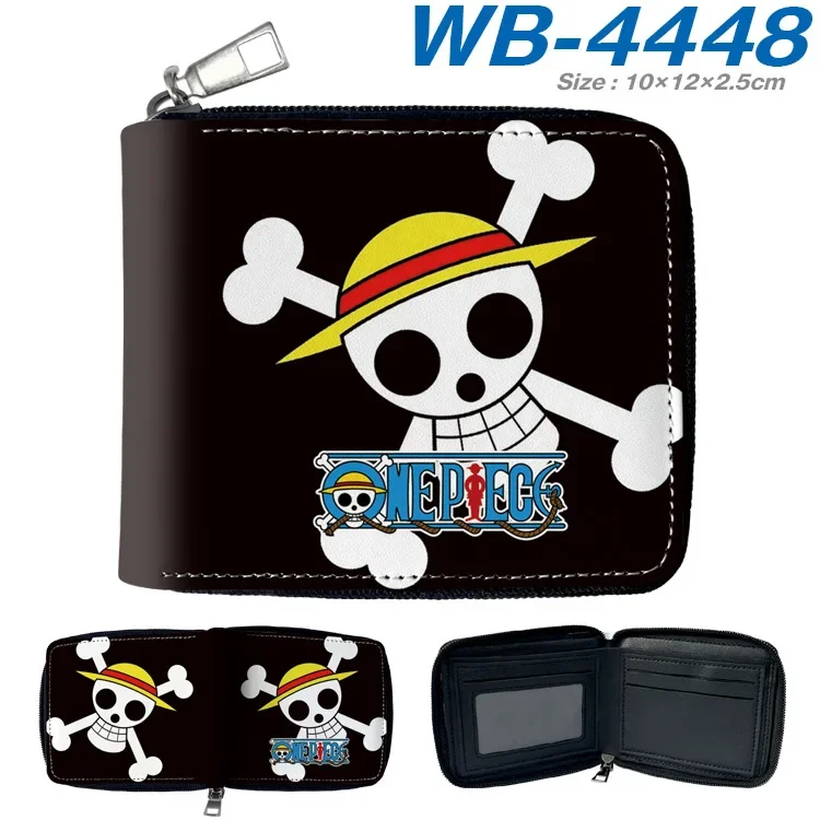 

One Piece Men's and Women's PU Zipper Half-fold Leather Wallet Card Holder Coin Purse One Piece Anime Peripheral Short Wallet