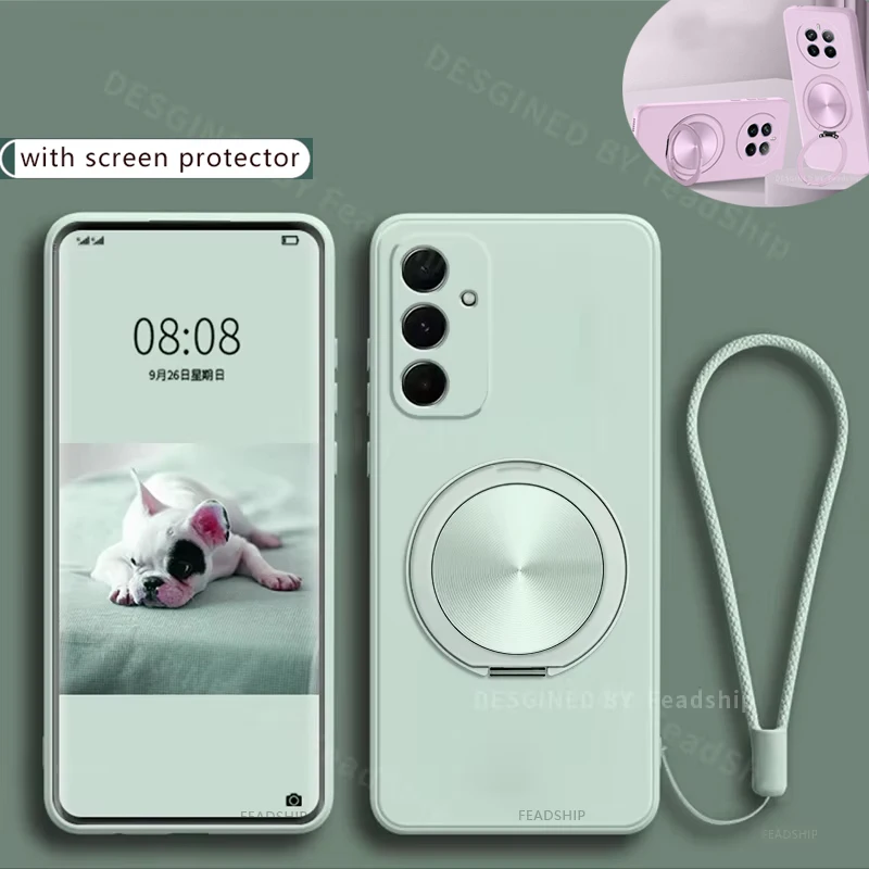 Premium Silicone Phone Case with Holder and Screen Protector - Soft, Durable Cover in Sleek Design