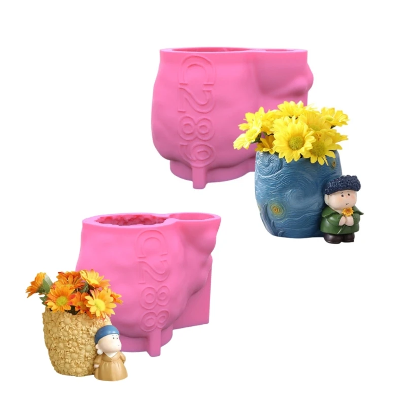 Artist Gypsum Flower Pot Silicone Resin Mold Epoxy Resin Casting Mold Succulent Vase Cement Mold Holder Mold