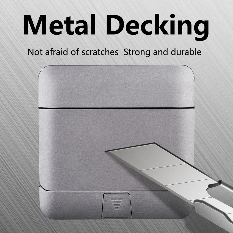 Pop Up Floor Socket Hidden Type EU/FR/US/UK Power Outlet Stainless Steel Electrical Switches for Home Office Table 120x120mm