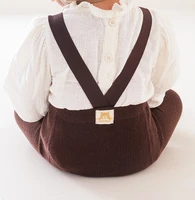 2024 Spring Fashion Boy Baby Solid High Waist Overalls Girl Children Cotton Leggings Infant Casual Suspenders Pants Kid Trousers 6