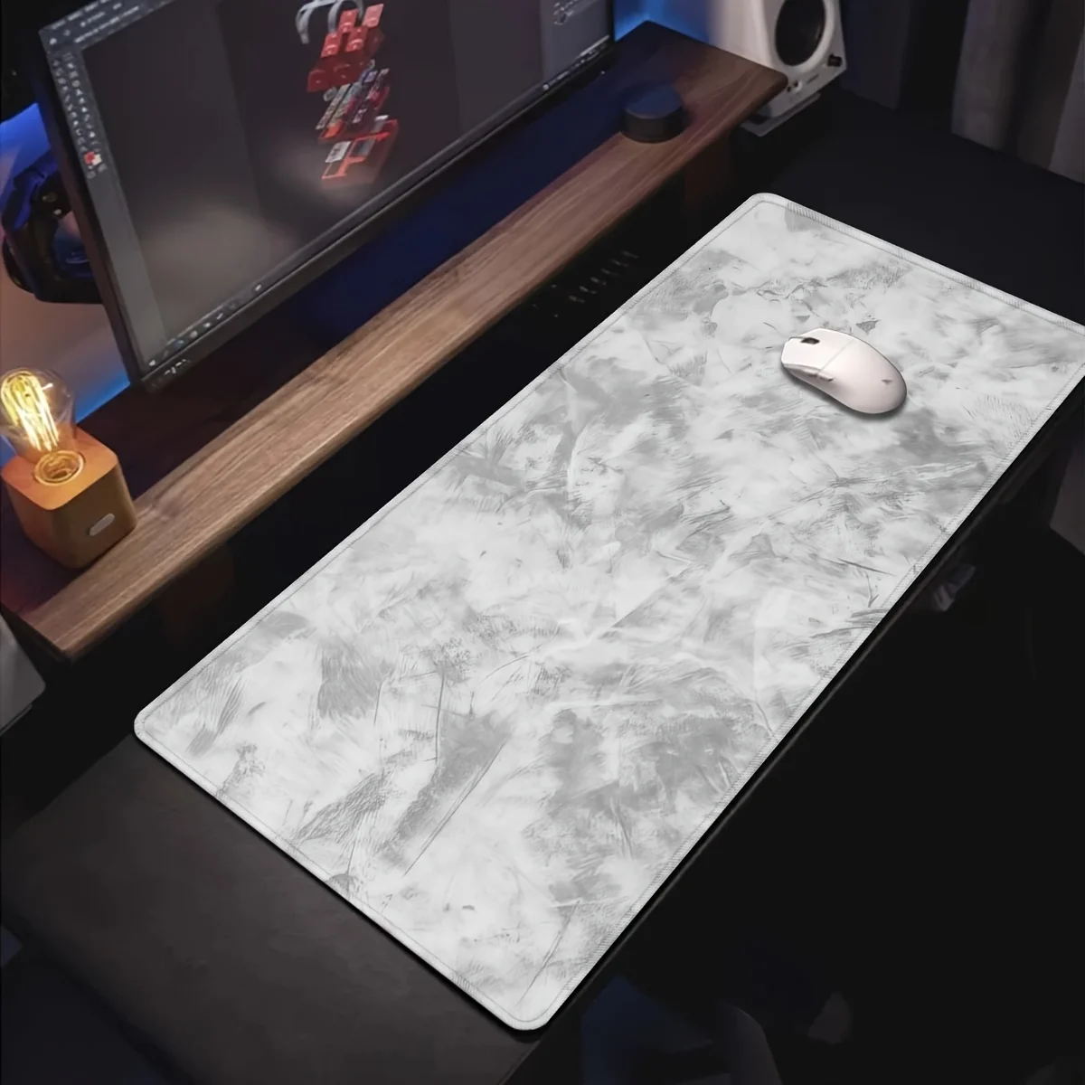 Elegant Grey Desk Mat: Non-Slip Surface for Gaming & Office, Large Minimalist Design