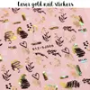 Abstract Geometry Stickers For Nail 3D Laser Gold Black Leaves Heart Line Adhesive Sliders Decor Holographic Decal 2