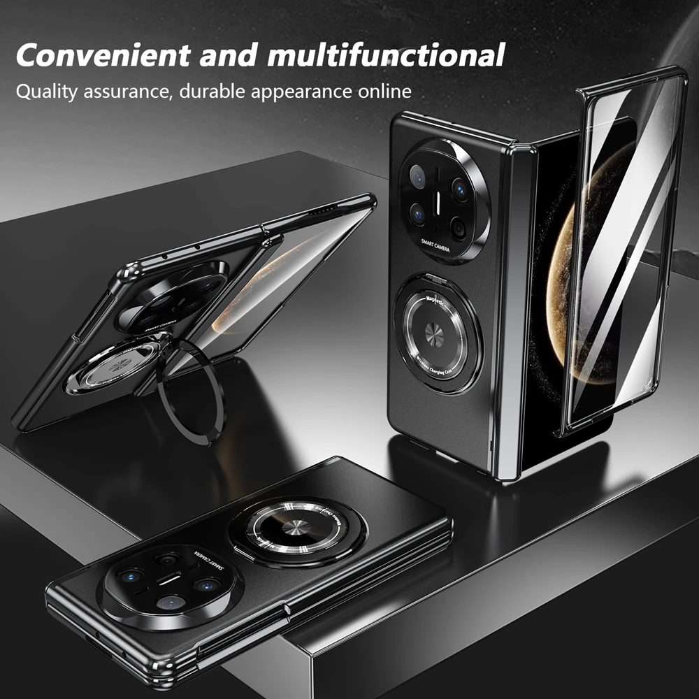 360° Rotating Magnetic Ring Stand Case with Glass Screen Protector
