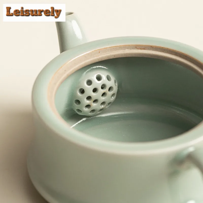 Ru Kiln Bamboo Knot Azure Tea Set Complete Set Luxury Tea Lid Set Tea Ceremony Set Teapot And Tea Cup Set Drinkware Craft Gift