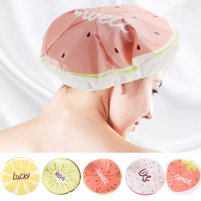 LaceElasticBandCuteFruitPatternWaterproofHairProtectiveWomen