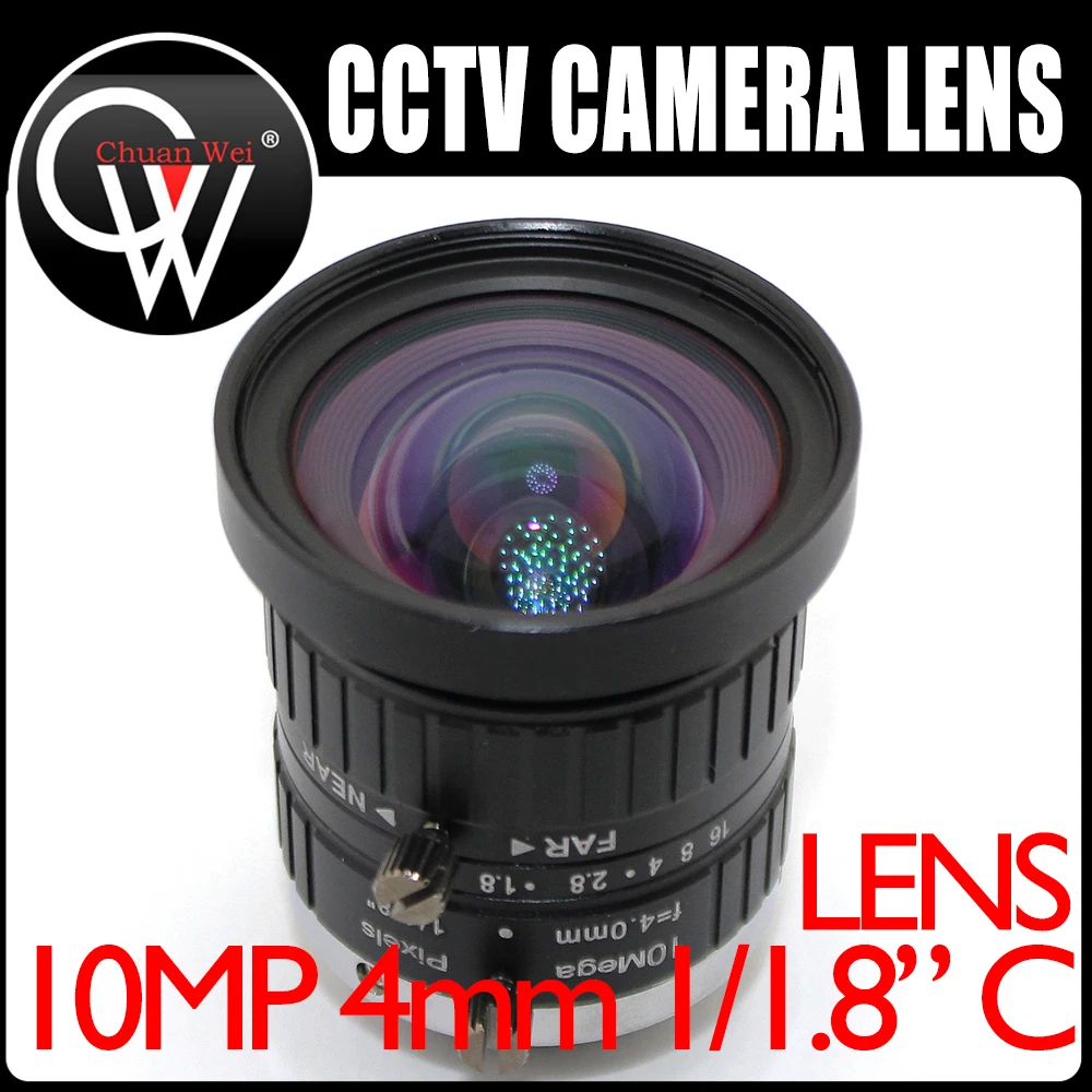 10MP 4mm C Mount Fixed Focal LENS 1/1.8 Inch Aperture F1.8 Manual Iris For Industrial Camera And CCTV FA Machine Vision Lens