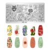 FRUIT LEMON TEMPLATES Flower Stripe Design Stamping Plate Strawberry Lady Face Nail Stamp Templates Leaf Floral Printing Stencil 4