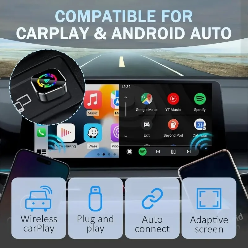 2025 2in1 Wired to Wireless CarPlay Adapter