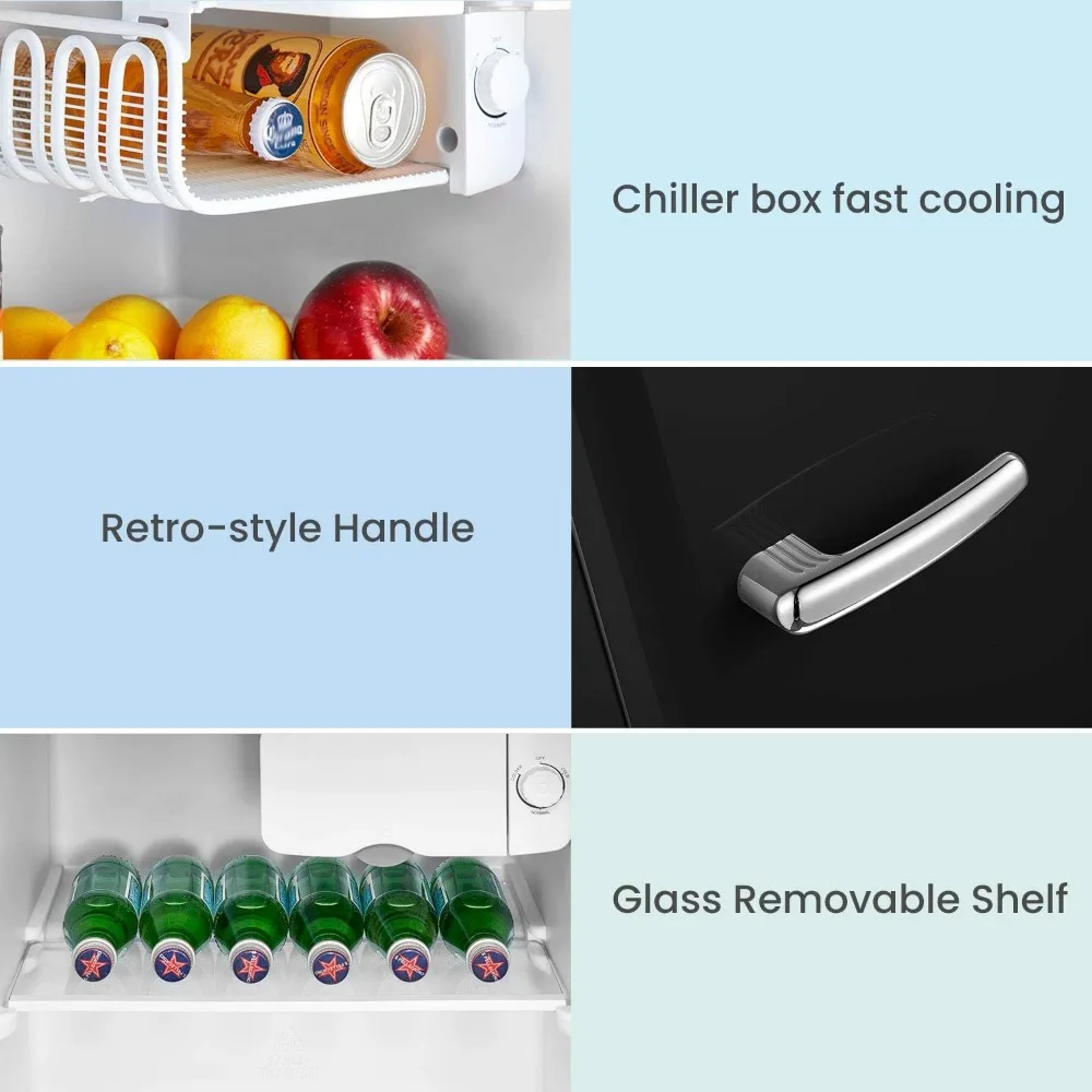 1.6 Cubic Feet Solo Series Retro Refrigerator Sleek Appearance HIPS Interior, Energy Saving, Adjustable Legs