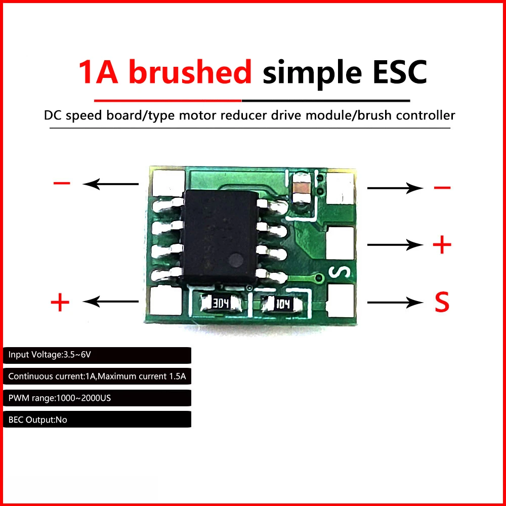 DC brushed motor speed controller Micro motor drive module Mini DIY bidirectional forward reverse brushed ESC for car toys motor
