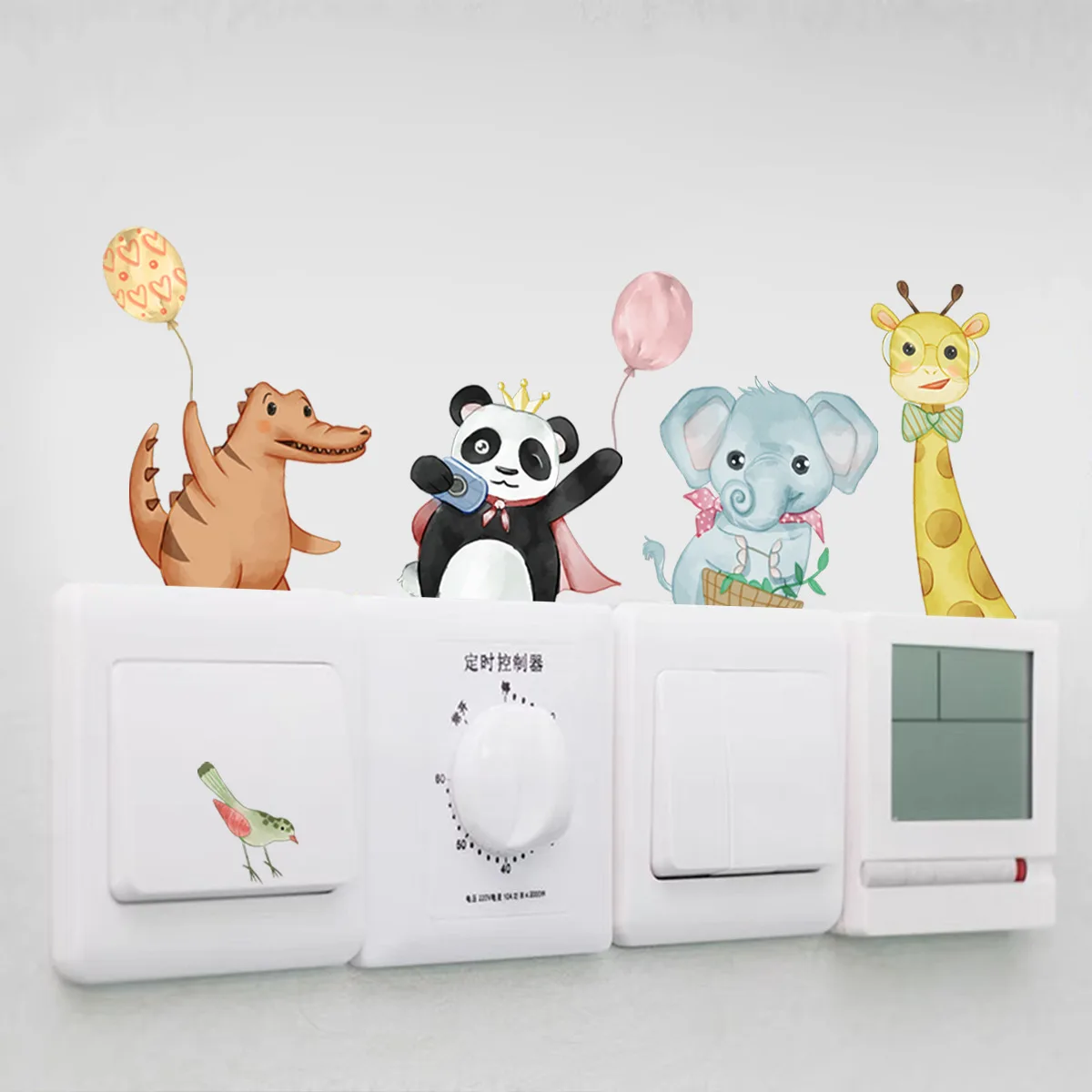 

Elephant Giraffe Cartoon Wall Stickers Switch Stickers Background Wall Room Decoration Wall Stickers Self-adhesive Wall Stickers