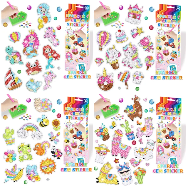 5D Diamond Painting Stickers Kits for Kids Fun DIY Unicorn and Ice-Cream  Mosaic Stickers Creative Arts Crafts Set Handmade Gifts