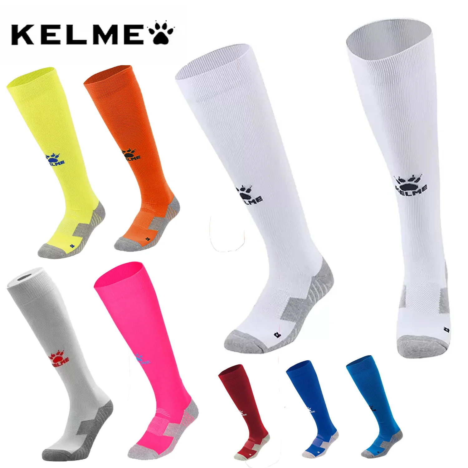 

Нескользящие футбольные носки KELME, мужские мягкие дышащие хлопковые спортивные носки выше колена, футбольные спортивные чулки для мужчин K15Z908