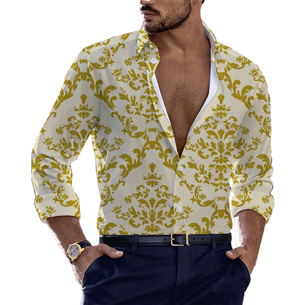 

Dress Up Shirt Band Collar Printed Button Down Shirt Casual Spring Daily Summer Dress Up Winter Fall For Casual