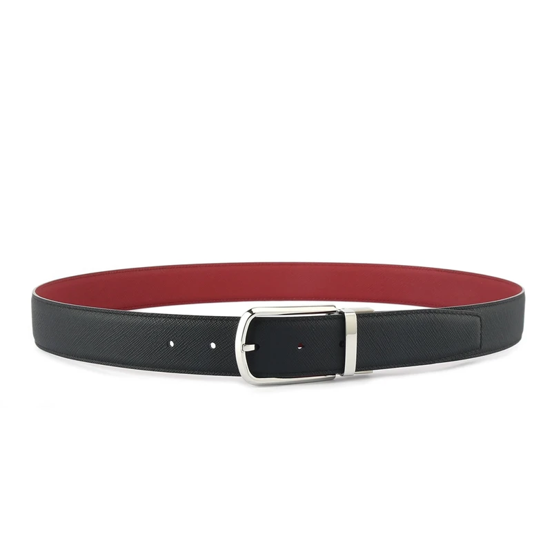 

Men's Real Leather Belt Stainless Steel Rotating Buckle Double-sided Use Of Cow Belt Suitable For Business And Leisure Wear GK04