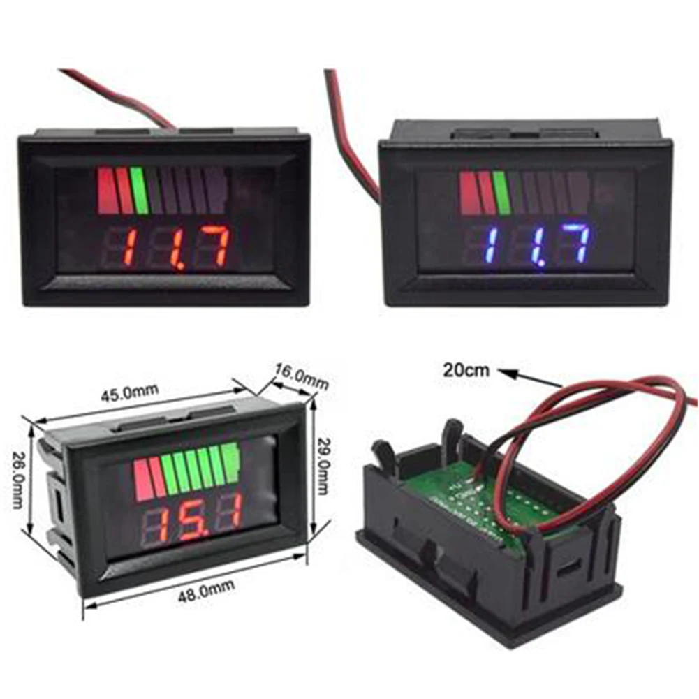 12V-72V LED Digital Voltmeter Voltage Meter Battery Gauge For Motorcycle Auto 