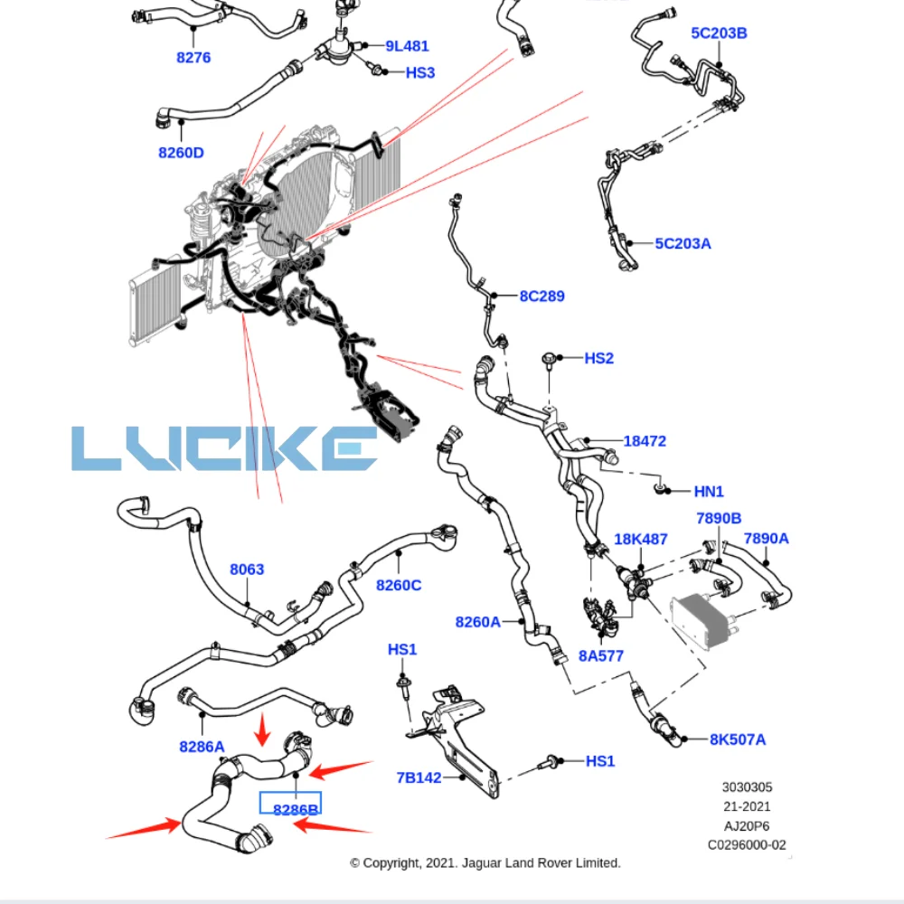 

Suitable for Land Rover Discovery 5 13 Range Rover 20 Defender Range Rover Sport Radiator hose LR139054