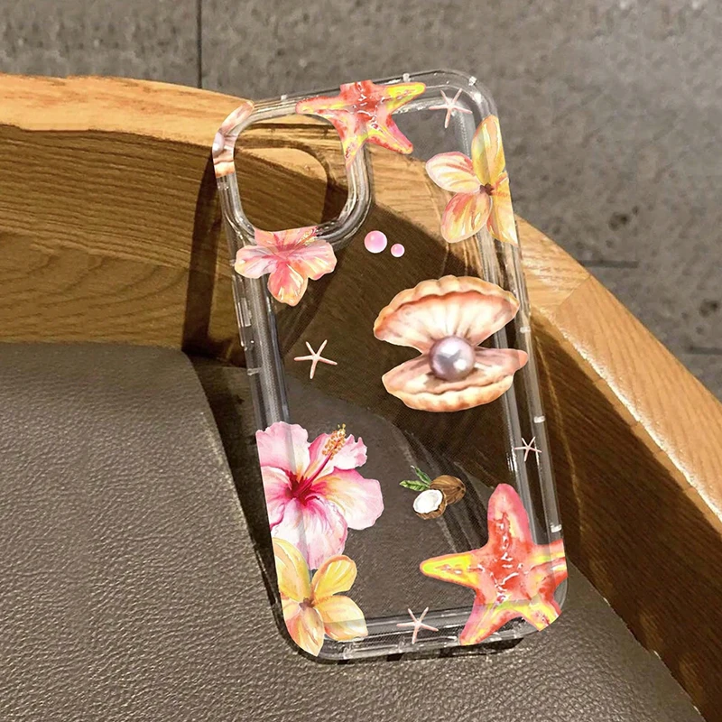 Tropical Pink Starfish & Flower Shell Phone Case Cover